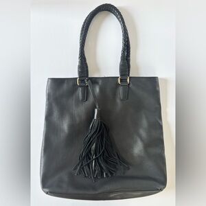 Margot Black Leather Tote Bag